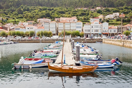 boats in Rias Baixas, Galicia, Spainのeditorial素材