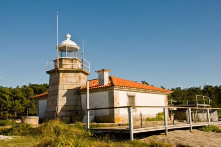 lighthouse in Punta Cabalo, Isla de Arousa, Galicia, Spainの写真素材
