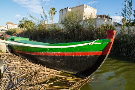 boat in Albufera, Valencia, Spainの写真素材