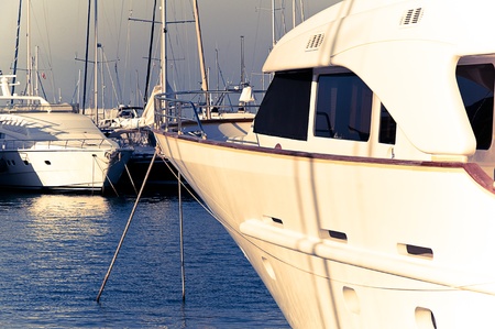 yacht in Puerto Marina in Benalmadena, Malaga, Spainの写真素材