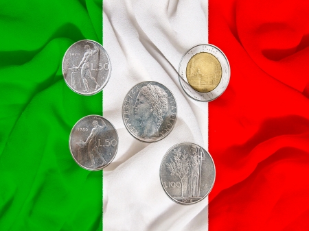 italy old coins, lirasの写真素材