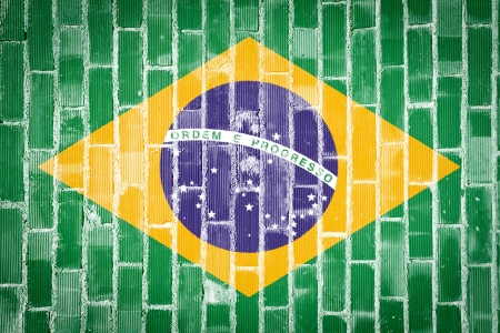 wall with Brazil flagの写真素材