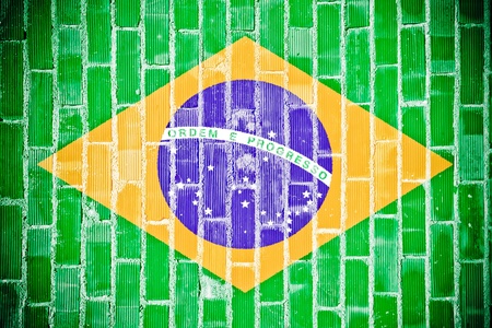 wall with Brazil flagの写真素材
