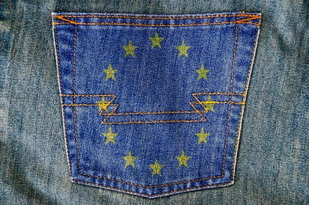 Jeans back pocket on UE flag の写真素材