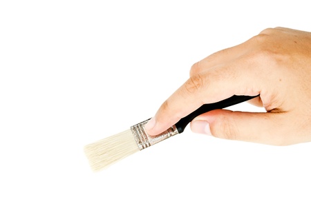 man holding a brushの写真素材