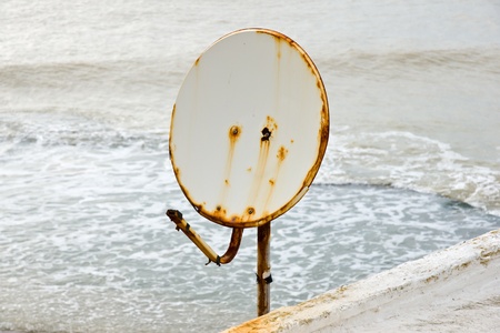 rusty satellite dishの写真素材
