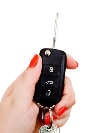 woman holding car keyの写真素材