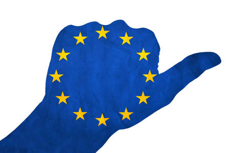 hand with UE flag