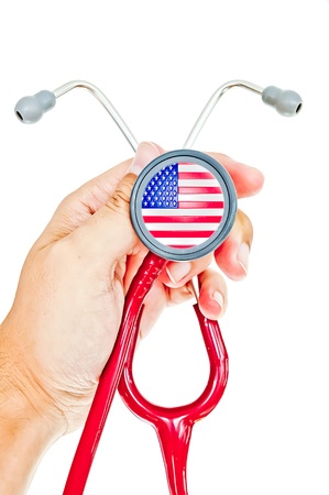 stethoscope with USA flagの写真素材