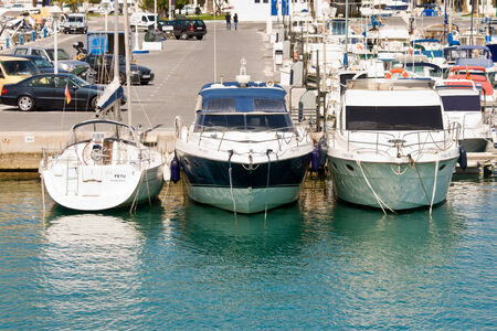 BENALMADENA, SPAIN - APRIL 09: A view of Puerto Marina on April 09, 2012 in Benalmadena, Malaga, Spain. This marina has berths for 1100 boats. It was opened on 1987. のeditorial素材