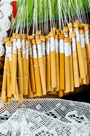 Bobbin lace, bolillosの写真素材