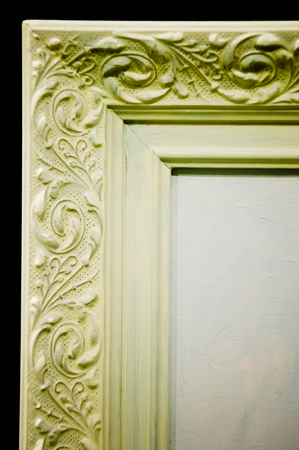 old picture frame on black backgroundの写真素材