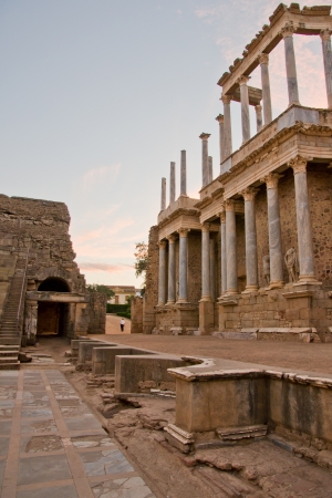 Roman theater in Merida, Badajoz, Extremadura, Spain の写真素材