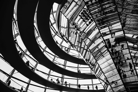 BERLIN, GERMANY - SEPTEMBER 20: View of Reichstag dome on September 20, 2013 in Berlin, Germany. The Reichstag dome is a glass dome constructed on top of the rebuilt Reichstag building.のeditorial素材