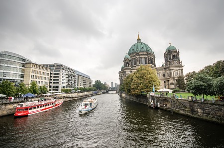 BERLIN, GERMANY - SEPTEMBER 20:  Panoramic view of the Berlin Cathedral on September 20, 2013 in Berlin, Germany. Museum Island on Spree river hosts five famous museums, Unesco heritage.のeditorial素材