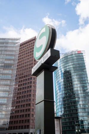 BERLIN, GERMANY - SEPTEMBER 16: View of Potsdamer Platz on September 16, 2013 in Berlin, Germany. It is one of the main public square and traffic intersection in the centre of Berlin.のeditorial素材
