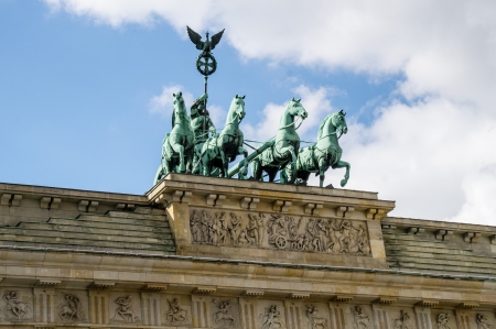 BERLIN, GERMANY - SEPTEMBER 17:  Brandenburg Gate and Pariser Platz on September 17, 2013 in Berlin, Germany. Called Brandenburger Tor, it's one of the few monuments that survived after Second World War. のeditorial素材
