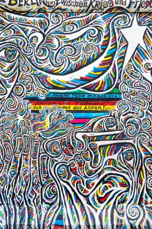BERLIN, GERMANY - SEPTEMBER 17:  East Side Gallery Berlin graffiti on September 17, 2013 in Berlin, Germany. The largest outdoor art gallery in the world on a segment of the Berlin Wall. のeditorial素材