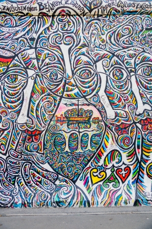 BERLIN, GERMANY - SEPTEMBER 17:  East Side Gallery Berlin graffiti on September 17, 2013 in Berlin, Germany. The largest outdoor art gallery in the world on a segment of the Berlin Wall. のeditorial素材