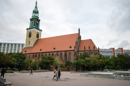 BERLIN, GERMANY - SEPTEMBER 18: Marienkirche (St. Mary's Church) on September 18, 2013 in Berlin, Germany.のeditorial素材
