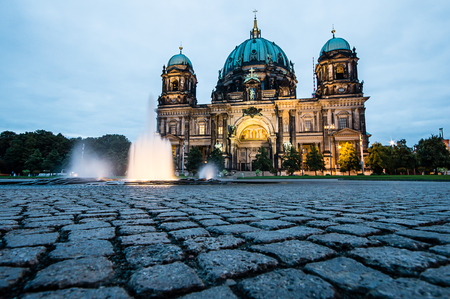 BERLIN, GERMANY - SEPTEMBER 18:  Panoramic view of the Berlin Cathedral on September 18, 2013 in Berlin, Germany. Museum Island on Spree river hosts five famous museums, Unesco heritage.のeditorial素材