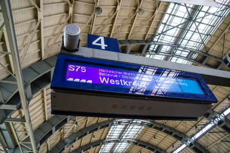 BERLIN, GERMANY - SEPTEMBER 19: panel in Berlin Central train station on September 19, 2013 in Berlin, Germany. のeditorial素材