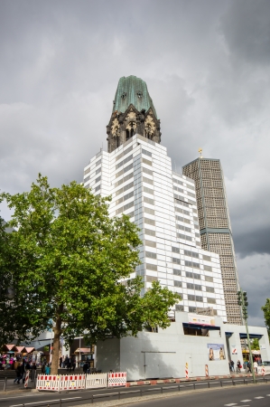BERLIN, GERMANY - SEPTEMBER 19: Kaiser Wilhelm Memorial Church on September 19, 2013 in Berlin, Germany. Historical church hit and damaged by allied air forces during the Second World War.のeditorial素材