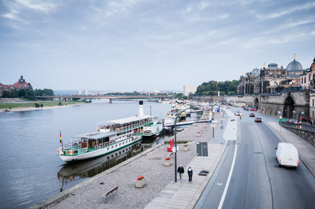 DRESDEN, GERMANY - SEPTEMBER 21: Bruhl's Terrace on September 21, 2013 in Dresden, Germany. Terrace Bruhl is one of the city's main attractions. Dresden is the capital of Saxony.のeditorial素材