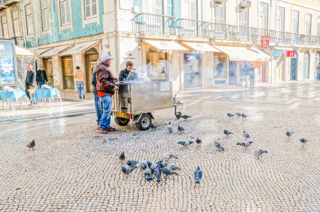 LISBOA, PORTUGAL - NOVEMBER 28: Rua da Prata at Christmas on November 28, 2013 in Lisbon, Portugal. Lisbon is the capital and the largest city of Portugal with a population of 547,631.のeditorial素材