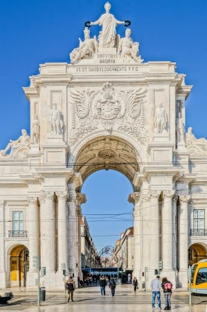  LISBOA, PORTUGAL - NOVEMBER 28: Square of Commerce (Terreiro do Paco) on November 28, 2013 in Lisbon, Portugal. On 1 February 1908, the square was the scene of the assassination of Carlos I, the penultimate King of Portugal.のeditorial素材
