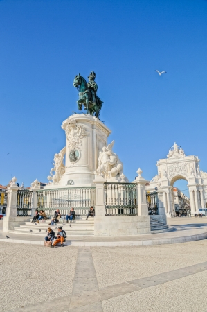  LISBOA, PORTUGAL - NOVEMBER 28: Square of Commerce (Terreiro do Paco) on November 28, 2013 in Lisbon, Portugal. On 1 February 1908, the square was the scene of the assassination of Carlos I, the penultimate King of Portugal.のeditorial素材