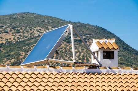 solar panels on roofの写真素材