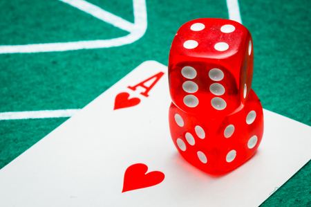 two red dice and ace の写真素材