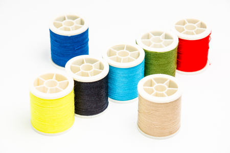 colorful sewing threadsの写真素材