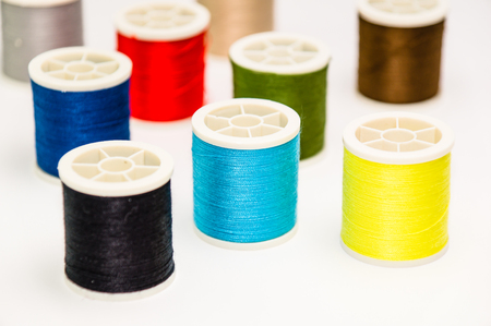 colorful sewing threadsの写真素材