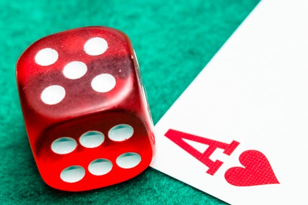 Red dice with red aceの写真素材