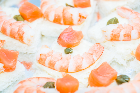 shrimp and salmon canapeの写真素材