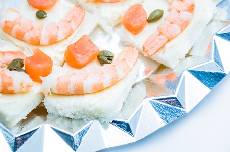 shrimp and salmon canapeの写真素材