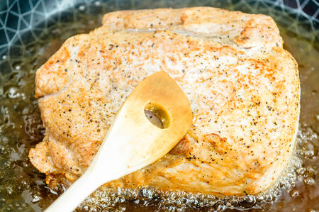 cooking pork loinの写真素材