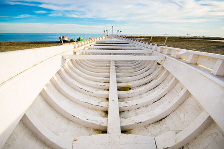 typical boat (jabega) in Malaga, Spainの写真素材