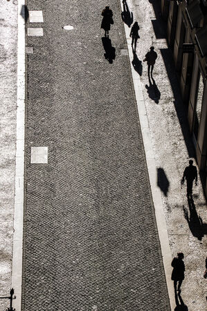 Lisbon street view from the lift of Santa Justa, Portugalの写真素材