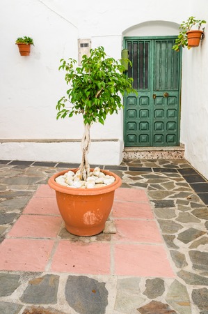 Competa in Spain, a traditional white town/villageの写真素材