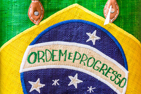 wicker bag, brazil flagの写真素材
