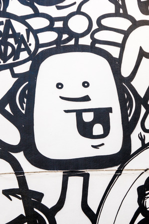 GENALGUACIL, SPAIN - SEPTEMBER 07: View of historic center on September 07, 2014 in Genalguacil, Malaga, Spain. Every two years, artists from all over doing different pieces of art that also leave permanently exposed in the streets.のeditorial素材