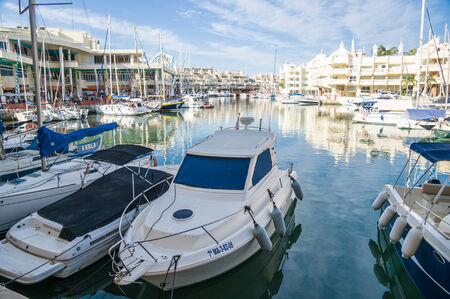 BENALMADENA, SPAIN - MAY 25: A view of Puerto Marina on May 25, 2014 in Benalmadena, Malaga, Spain. This marina has berths for 1100 boats. It was opened on 1987.のeditorial素材