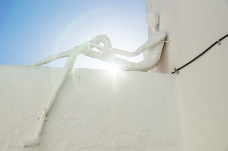 GENALGUACIL, SPAIN - SEPTEMBER 07: View of historic center on September 07, 2014 in Genalguacil, Malaga, Spain. Every two years, artists from all over doing different pieces of art that also leave permanently exposed in the streets.のeditorial素材