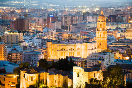 MALAGA, SPAIN - SEPTEMBER 17: Cityscape of Malaga on September 17, 2014 in Malaga, Spain. It is the second most populous city of Andalusia and the sixth largest in Spain.のeditorial素材