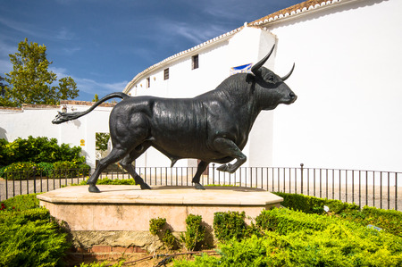 RONDA, SPAIN - OCTOBER 19: outside bullring on October 19, 2014 in Ronda, Malaga, Spain. Its population is approximately 35,000 inhabitants.のeditorial素材