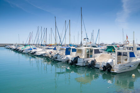 TORRE DEL MAR, SPAIN - APRIL 26: A view of Torre del Mar on April 26, 2014 in Torre del Mar, Malaga, Spain. This nautial port has berths for 200 boats.のeditorial素材
