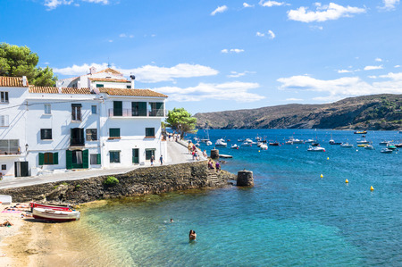 CADAQUES, SPAIN - JULY 21: View of Cadaques, one of the most touristic villages of Costa Brava, on July 21, 2014, in Port de la Selva, Catalonia, Spain. It is on a bay in the middle of the Cap de Creus peninsula, near Cap de Creus cape.のeditorial素材